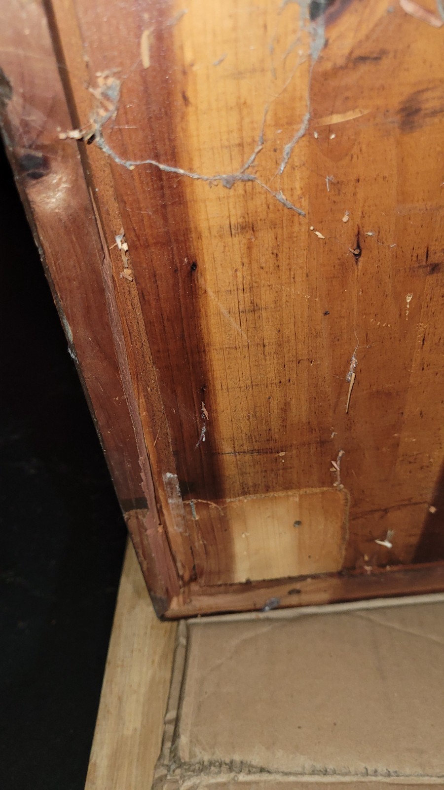 Farley & Loetscher MFG. Co. Cedar Chest, Damaged front bottom, missing feet