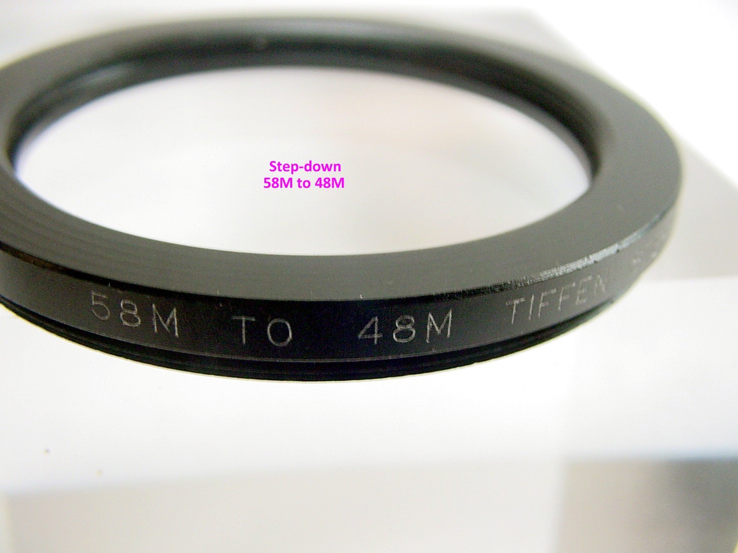 58-48mm Step-down Adapter Ring | Metal | Tiffen USA | No box | Tested | New | $9