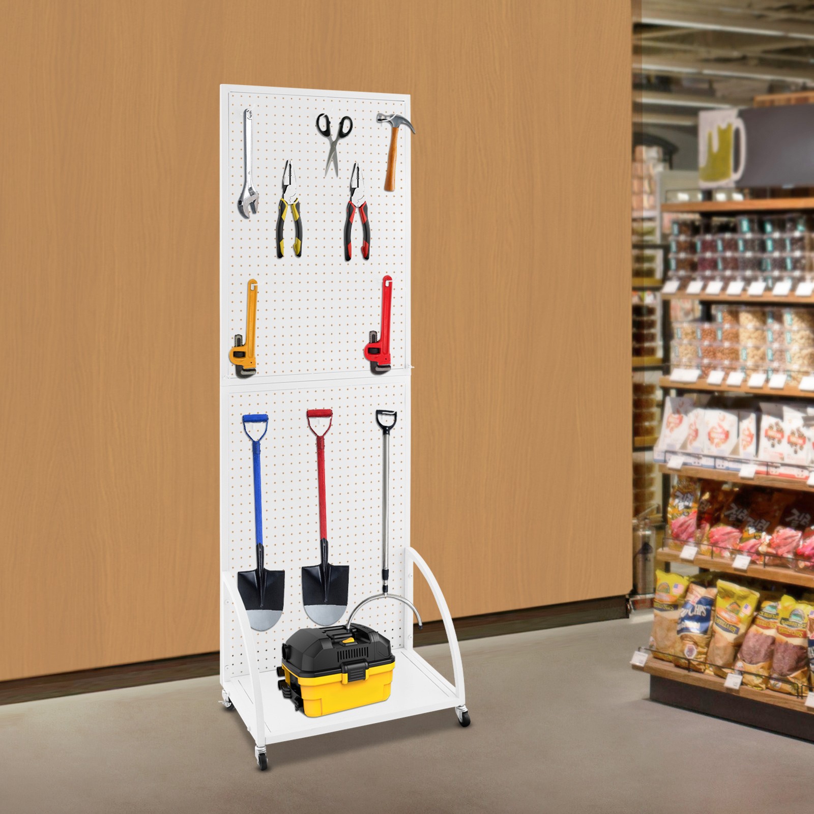 Merchandise Display Rack Retail Pegboard Rack White Iron Pegboard Display Stand
