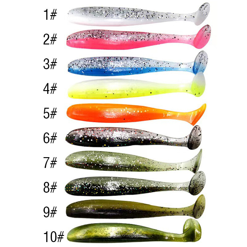 50pcs/Lot Soft Plastic Fishing Lures Paddle Tail Bass Trout Baits Swimbaits