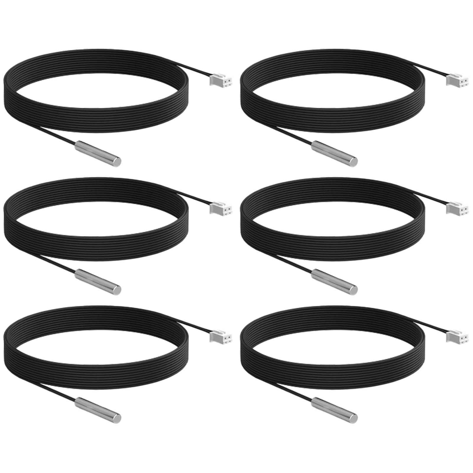 6Pcs 10K B3950 Temperature Sensor Probe, 1M, Waterproof, NTC, JST XH254mm