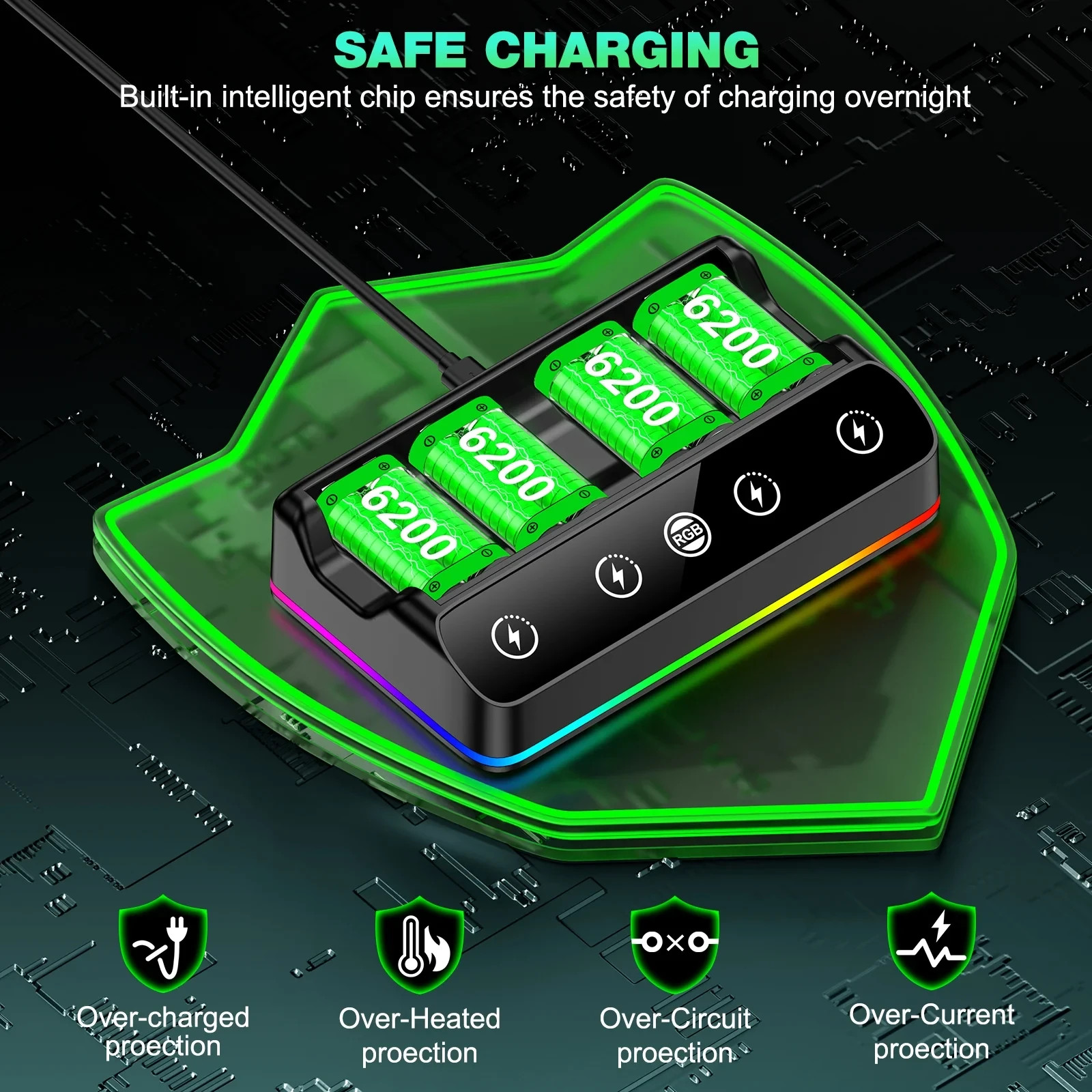 Beboncool Rechargeable Battery Pack for Xbox Series X|S & One Controllers, 4×620