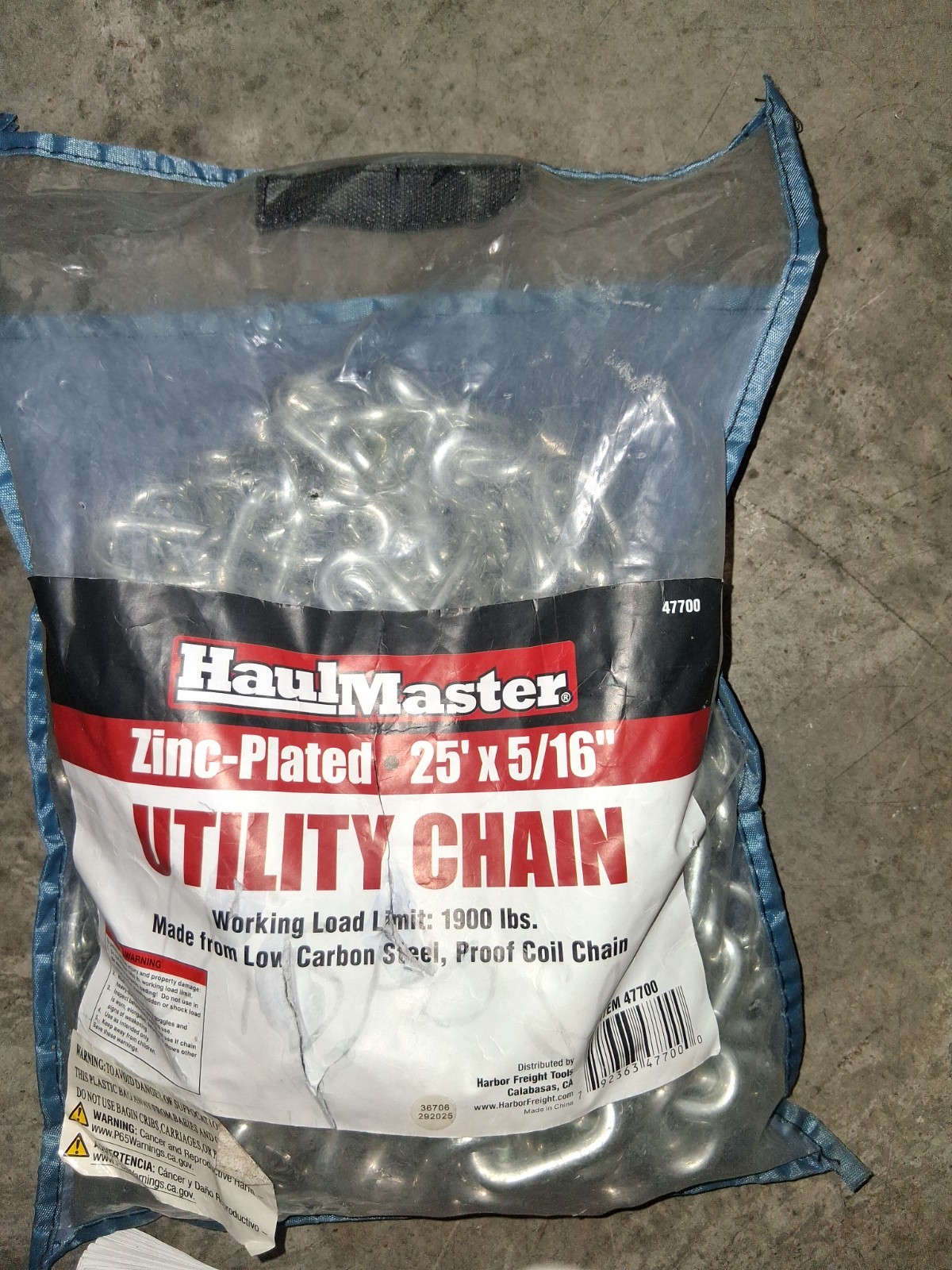HAUL-MASTER 5/16 in. x 25 ft. Zinc plated Utility chain
