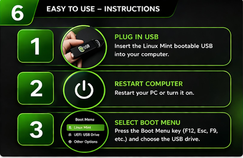 Linux Mint 22.3 Bootable USB 64bit Cinnamon MATE Xfce Live Install Drive NEWEST
