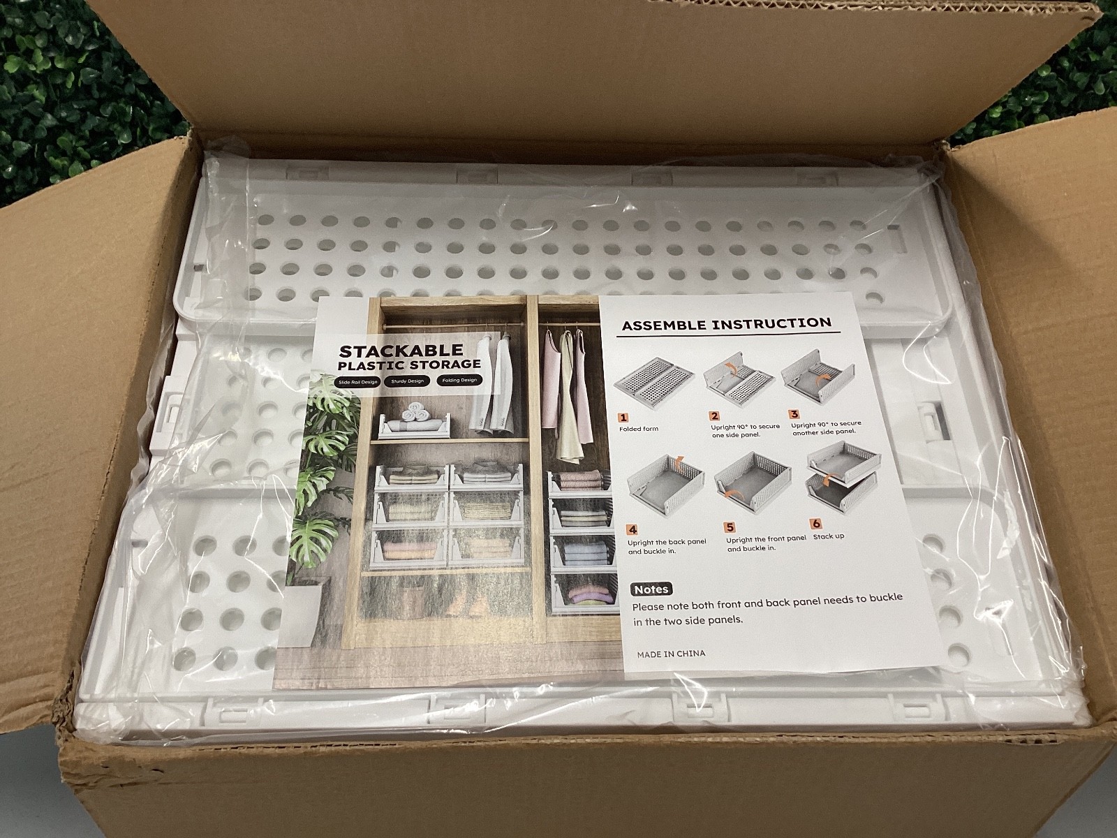 Proarea Stackable Plastic Storage Organizer 5 Pack White
