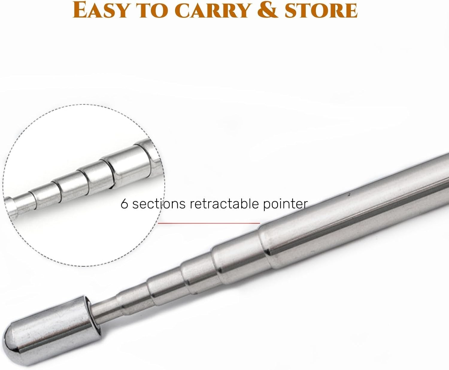 2PCS Stainless Steel Pen with Clip - Hand Pointer Extendable 2-PACK