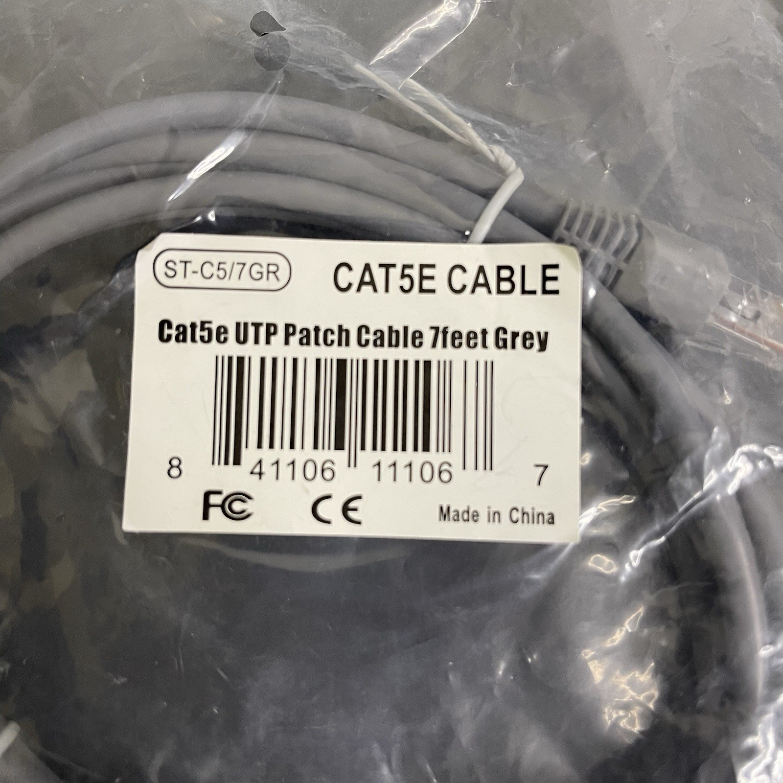 Cat5e UTP Patch Cable 7ft Grey Ethernet Network LAN Cable New Sealed