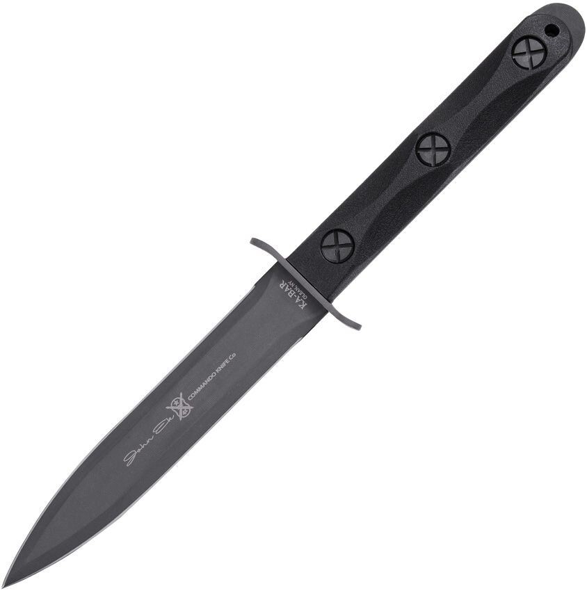 EK Commando Knife Model 4 EK44 1095 Cro-Van Carbon Steel Spear Point Black