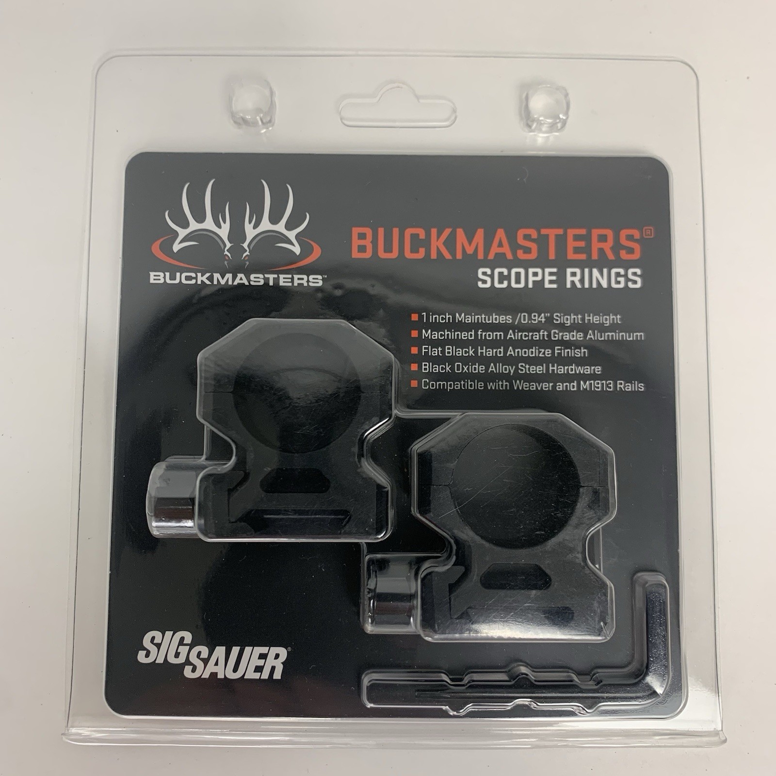 Sig Sauer Scope Ring Set 1 Inch 0.94” Medium Buckmasters Matte Black - SOA10034