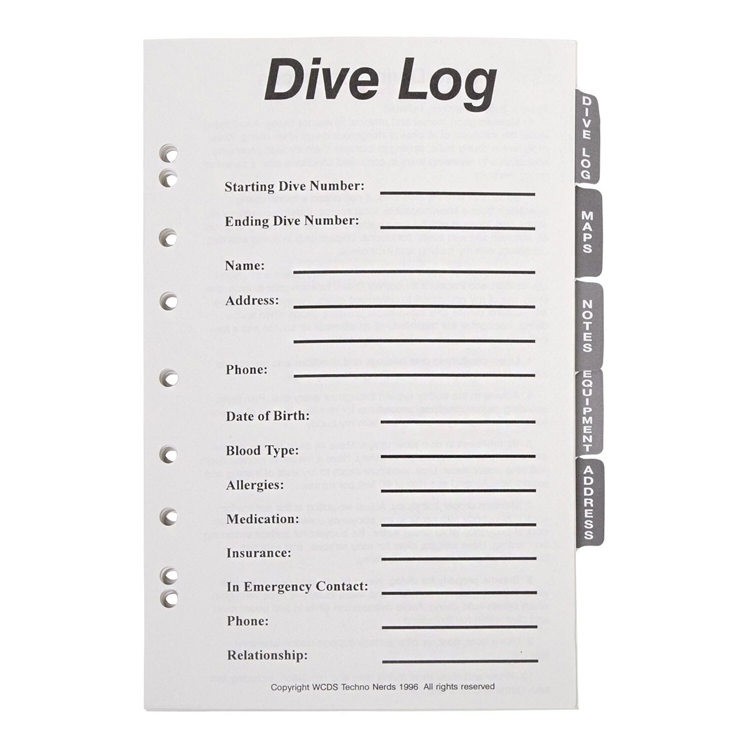 Trident Log Book Refill Pages