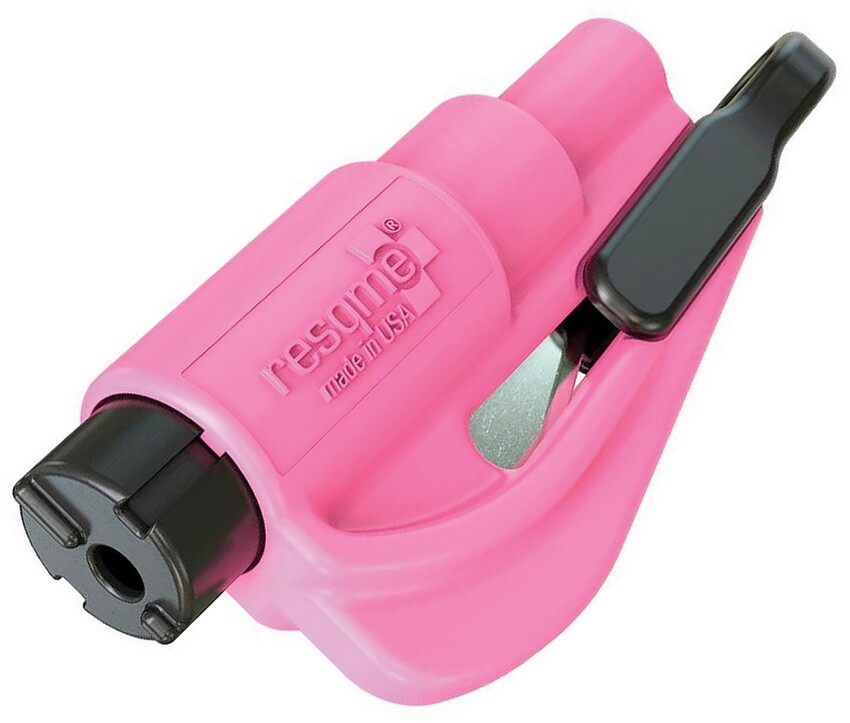 ResQme Keychain Rescue Tool Pink Belt/Cord Cutter Break Through Glass Keyring