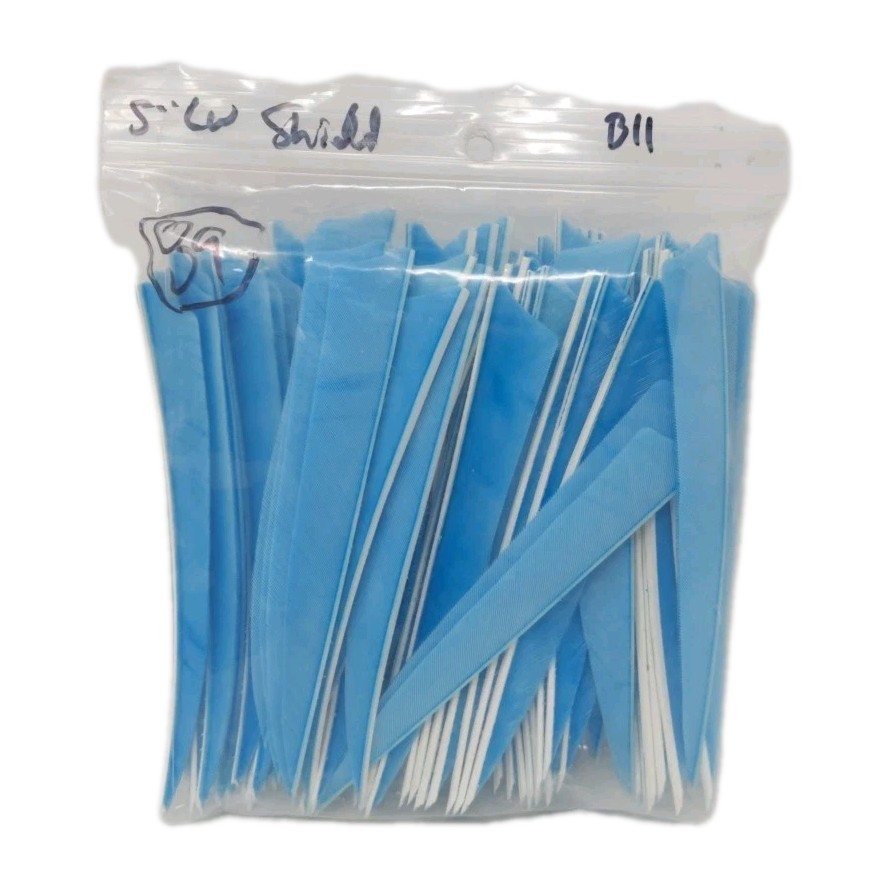 89 Count Archery Arrow Feathers 5" Left Wing: Shield Sky Blue