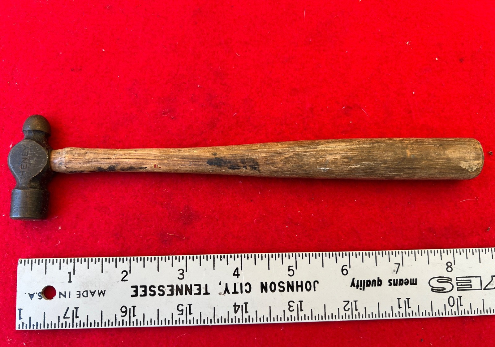 VTG Cheney Ball Peen (pein) Hammer Wood Handle  Railroad Finish 3 oz 8 1/2” USA