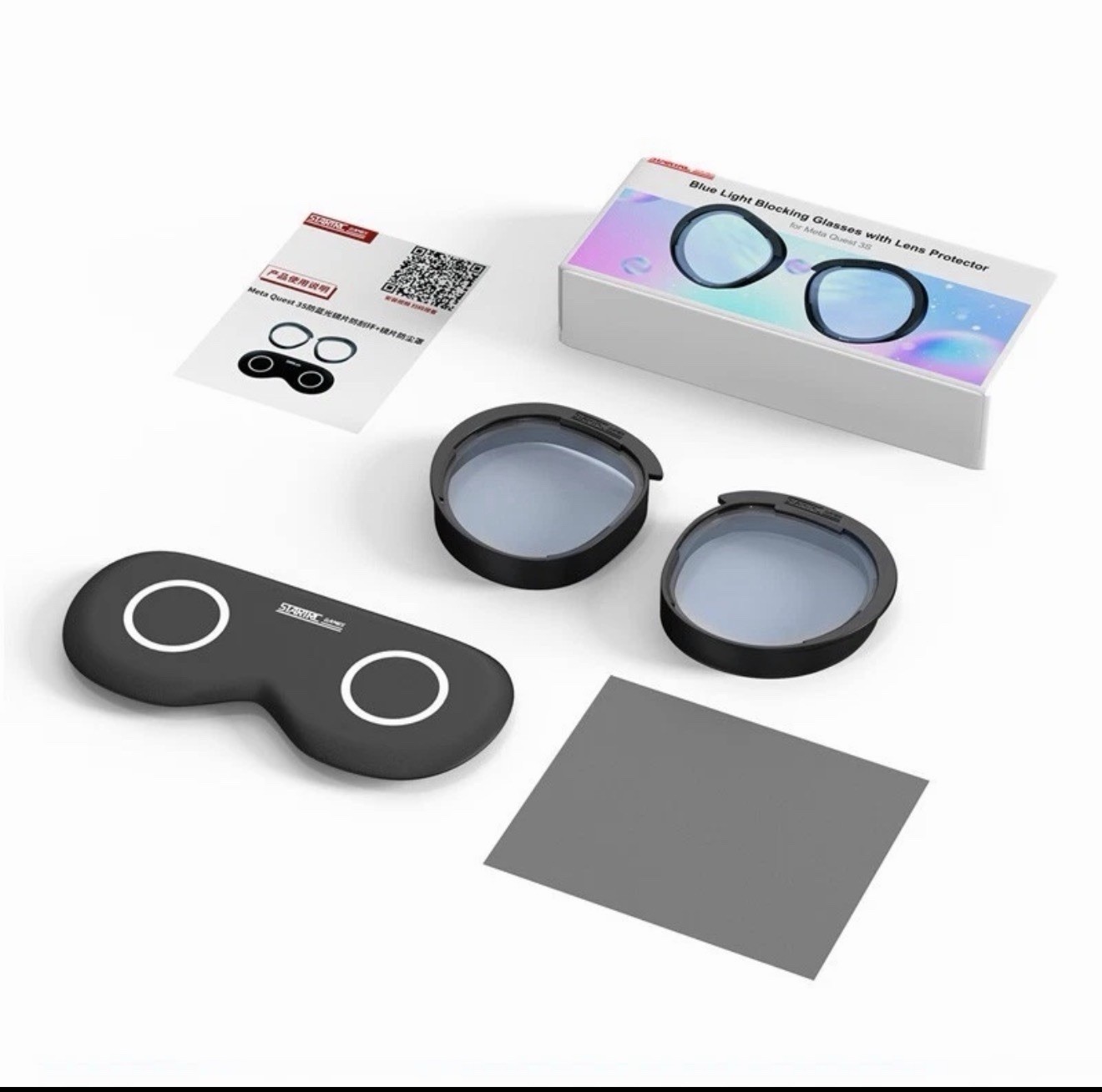 Lens Protector Kit for Meta Quest 3S Blue Light Filter Anti-Fog Glasses Spacer