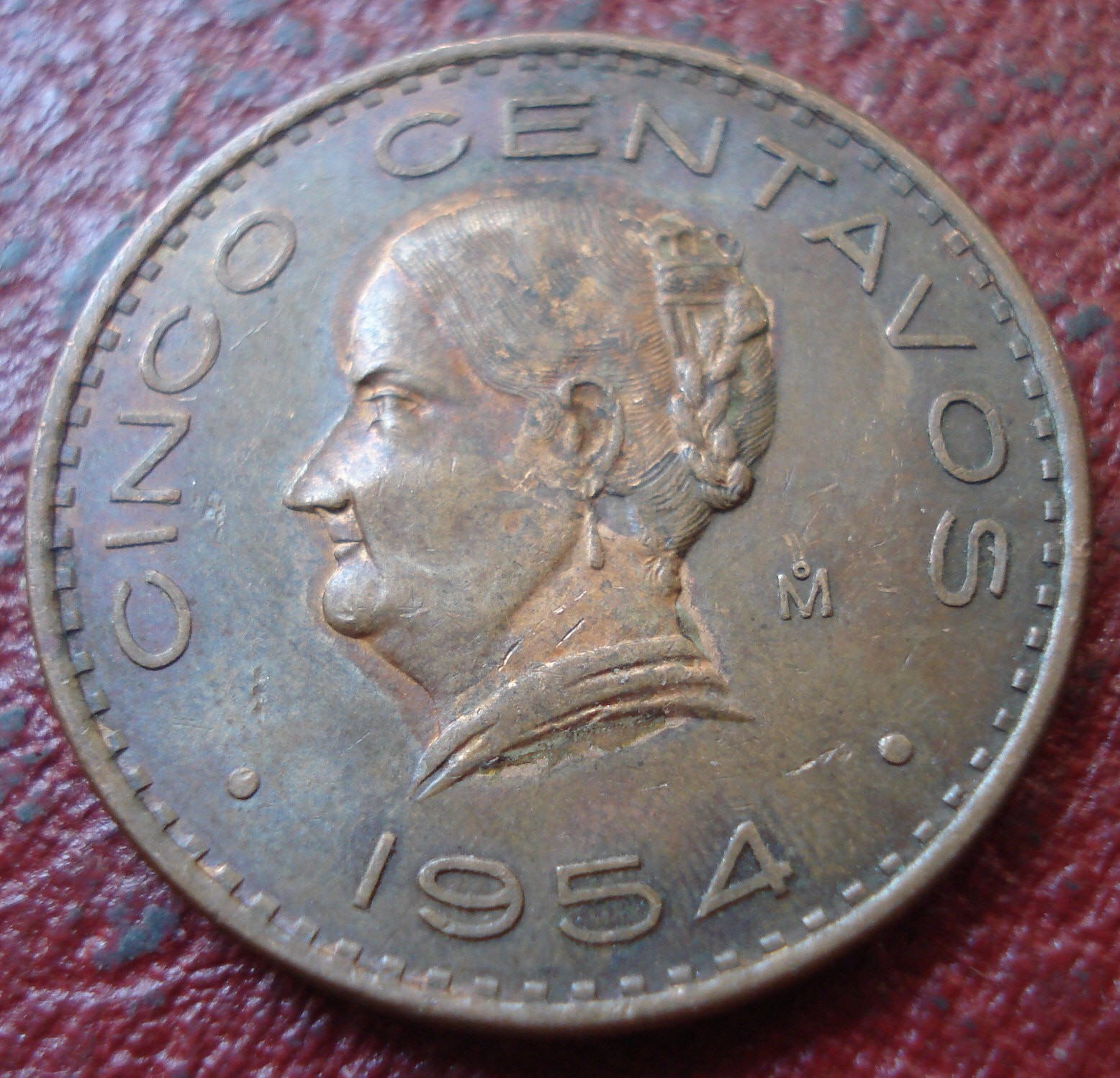 1954 MEXICO 5 CENTAVOS IN EF CONDITION