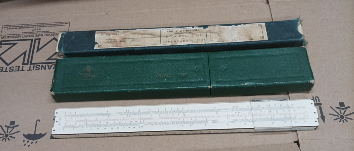 Castell Faber Castell 1/60 Slide Rule + Eyre & Spottiswoode Cardboard Scales