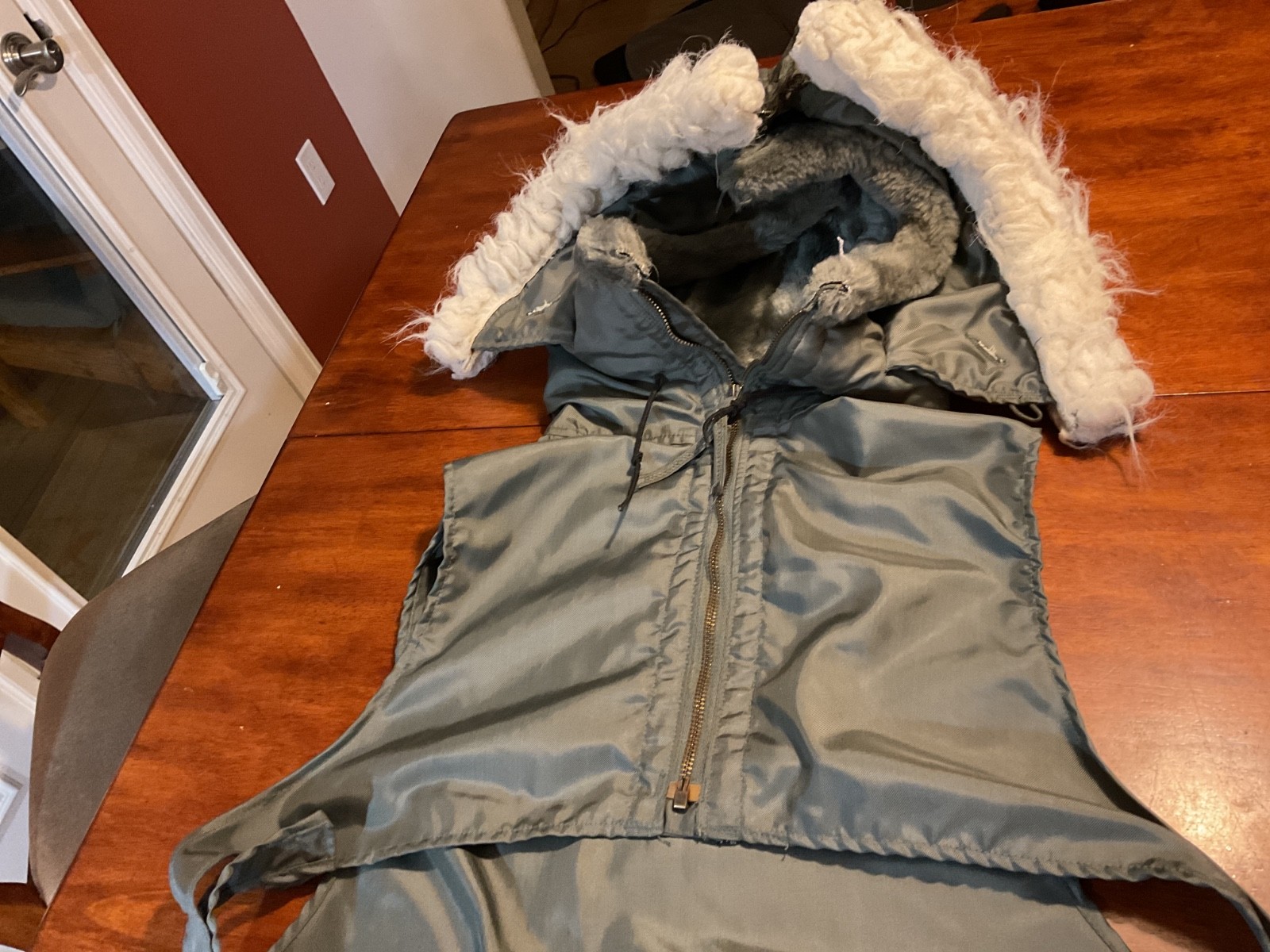 USAF Military Winter Flyer's Detachable Coat Hood Green 1986 Vintage  USA
