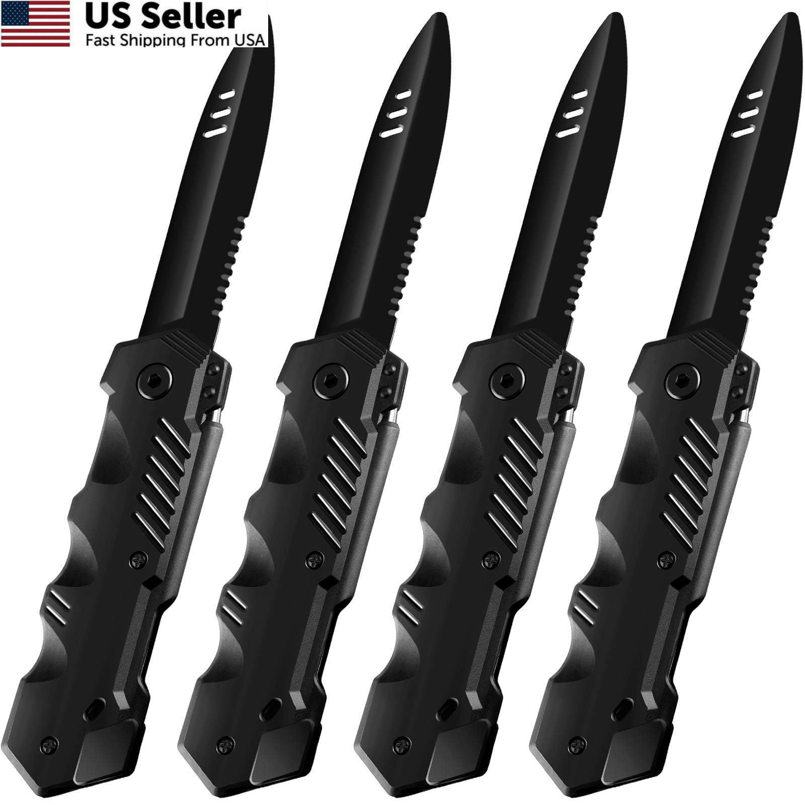 Boao 4 Pieces Retractable Fake Knife Prop 8.27 inches, Black