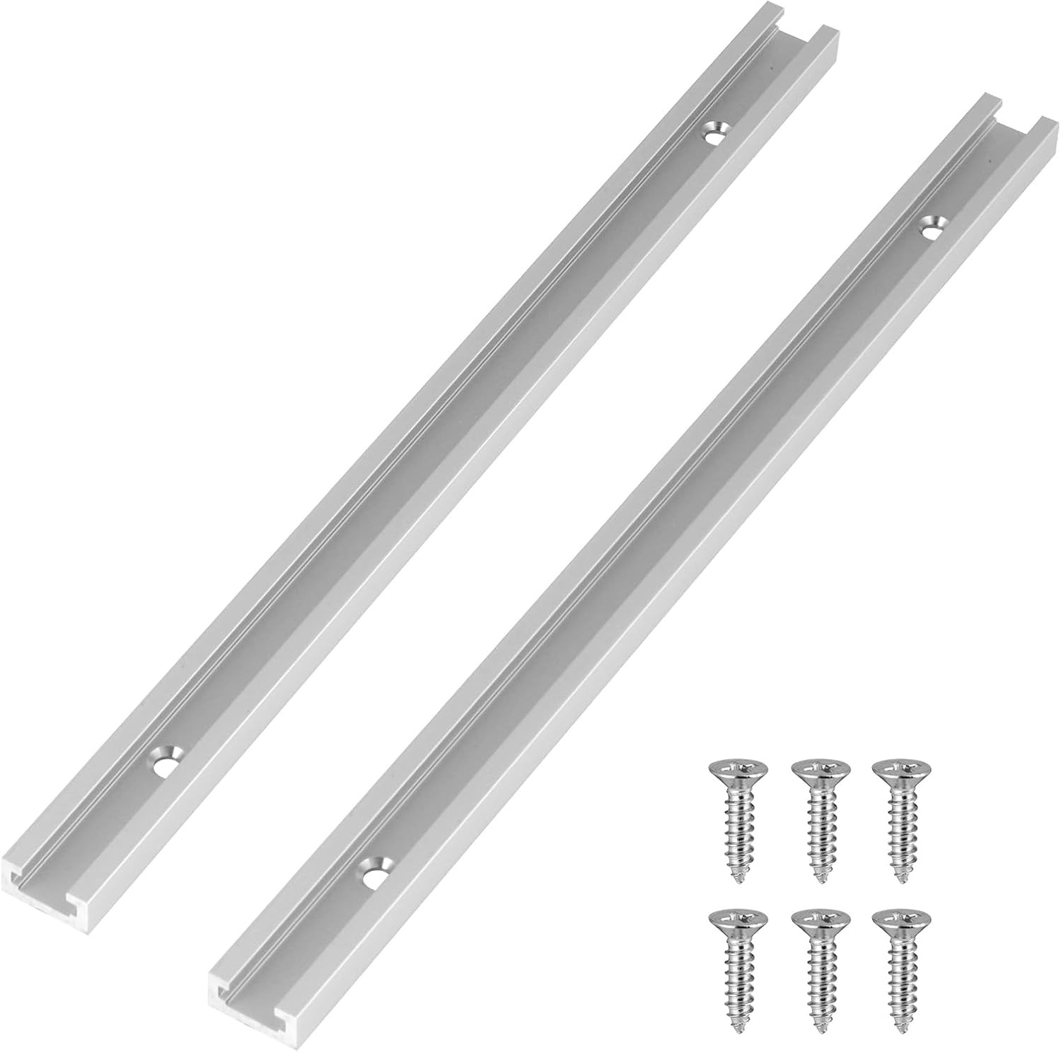 12" T-Track Rails Pack of 2, Aluminum T-Channel, Double Cut T Slot Track with Pr