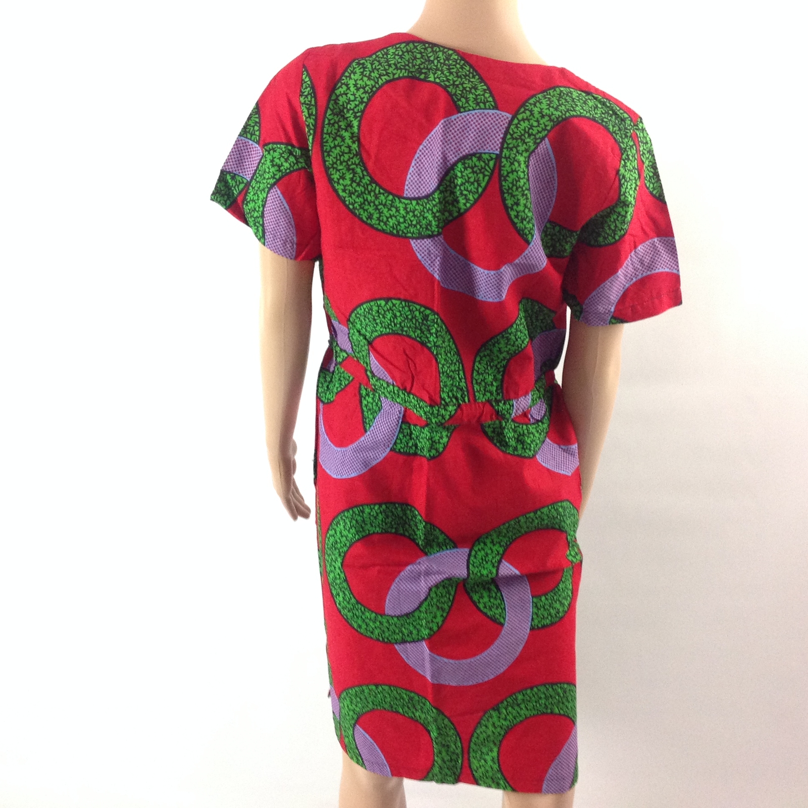 Womens Dress African Kanga Print Ankara V Neck Short Dashiki Sleeve Size S