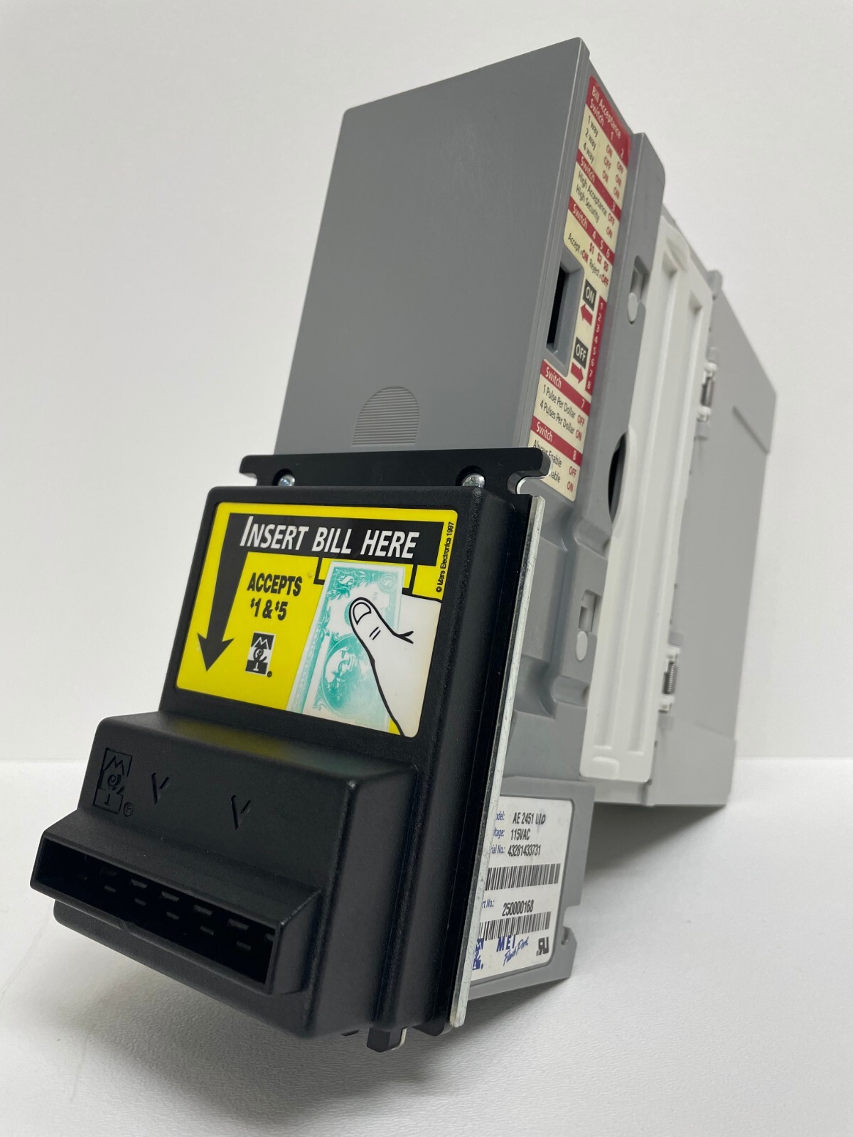 Mars AE 2451 U10, bill acceptor, validator, $1 & $5  *COMPLETELY REBUILT* 117v