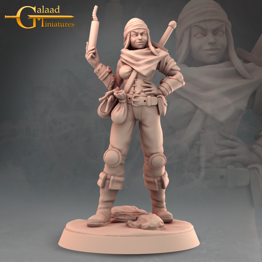 Female Bandit Leader - Galaad Miniatures - Fantasy Dungeons and Dragons Mini