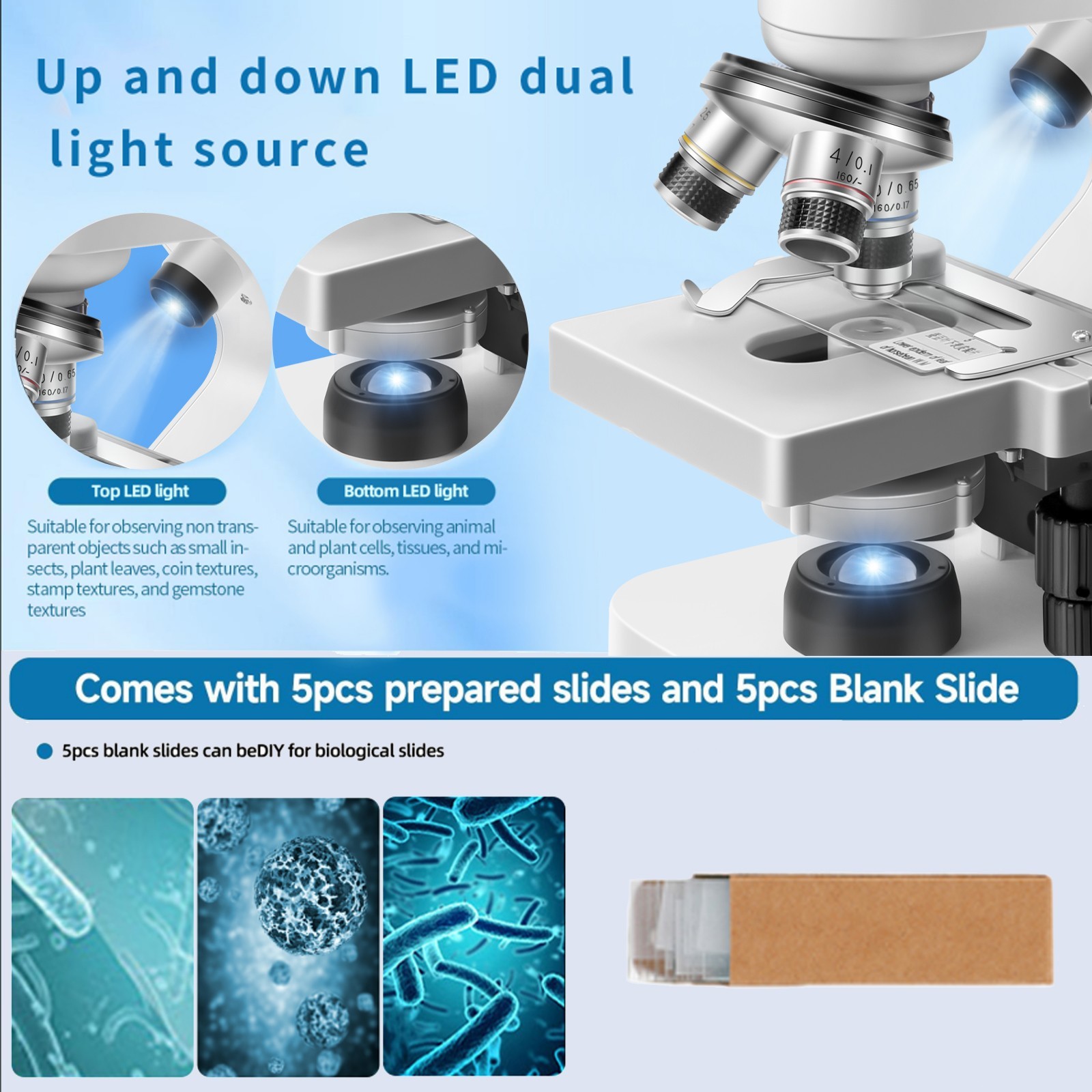 2000X zoom binocular optical microscope with electronic eyepiece, laboratory bin
