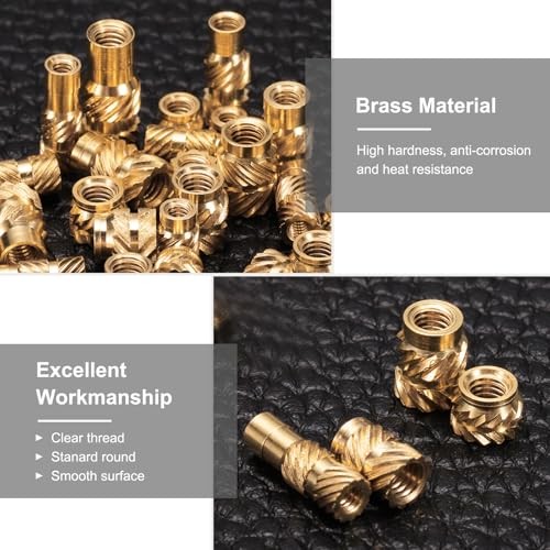 uxcellpcs M2 Threaded Inserts Brass Heat Set Insert M2x4x3.5mm(ID*Lenth*OD) 100