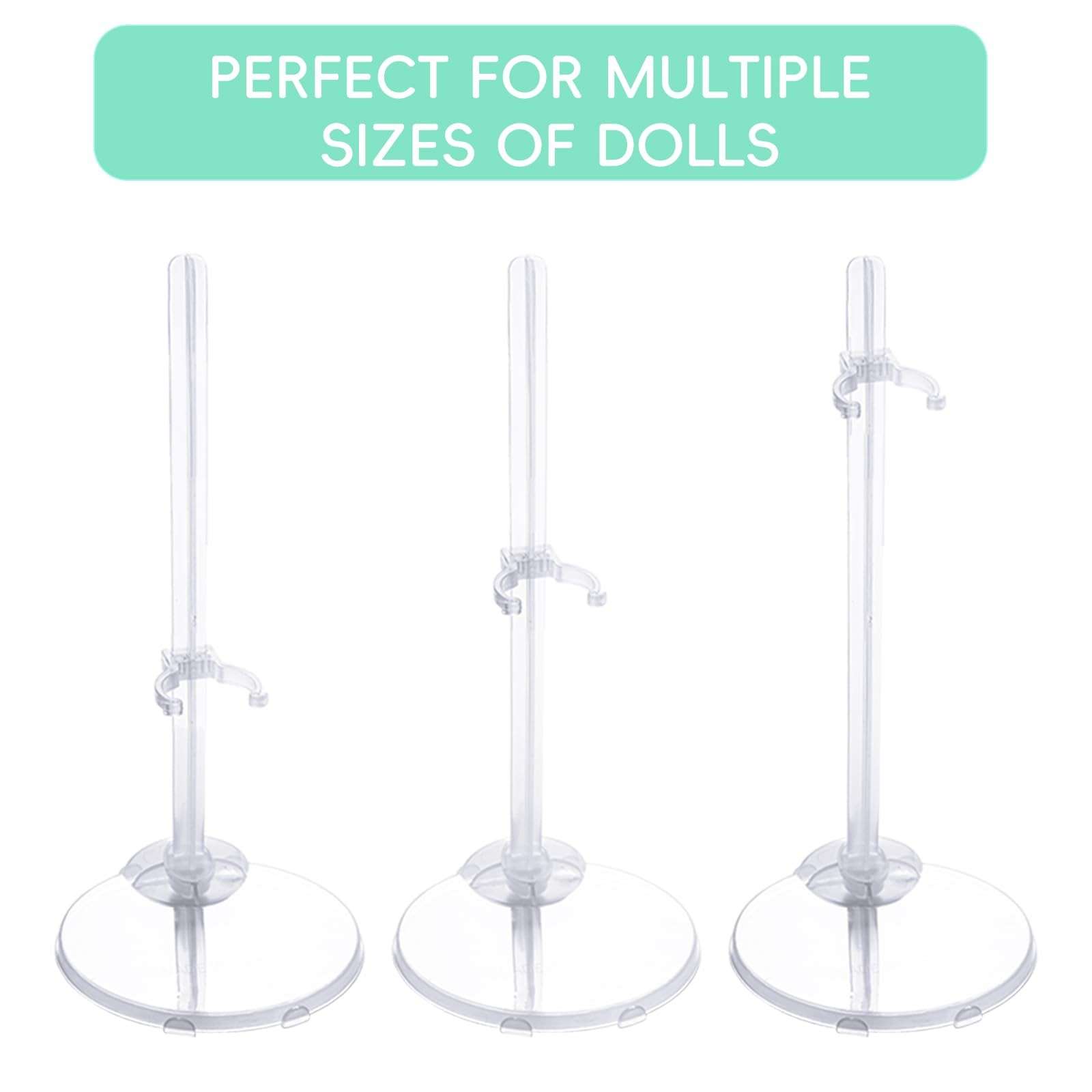 XJMWXHFC 10pc Adjustable Doll Display Holders, Clear Plastic Action CLEAR