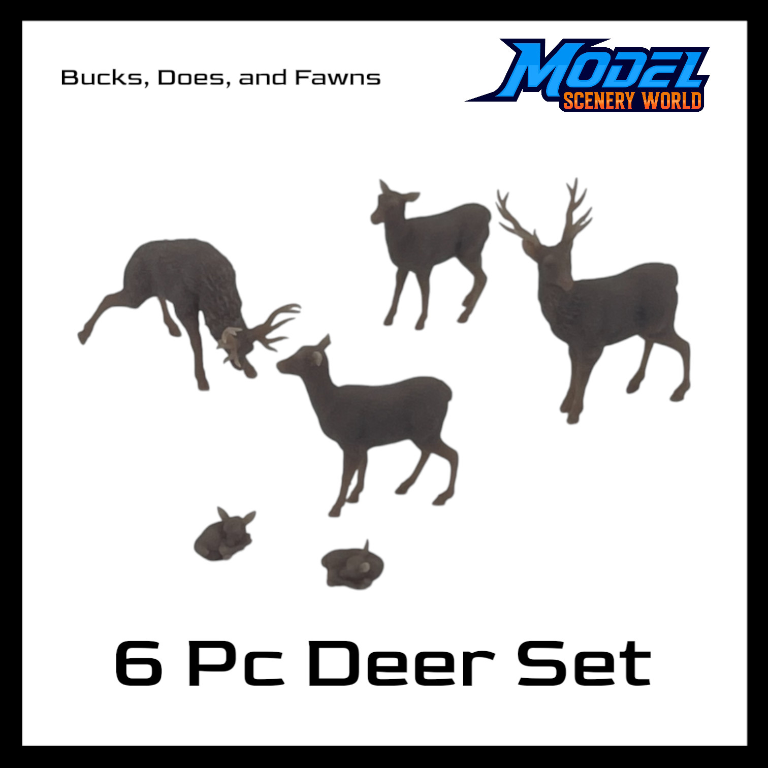 Deer with Fawns (6pcs) - HO Scale 1:87 - Brown