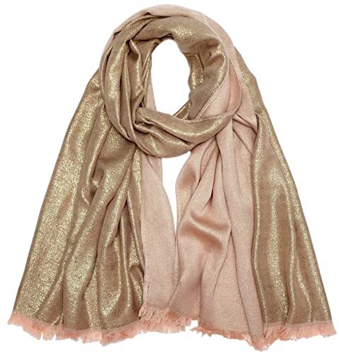 Women's Sparkling Metallic Pashmina Shawls and Wraps Long Party Scarf Solid C...