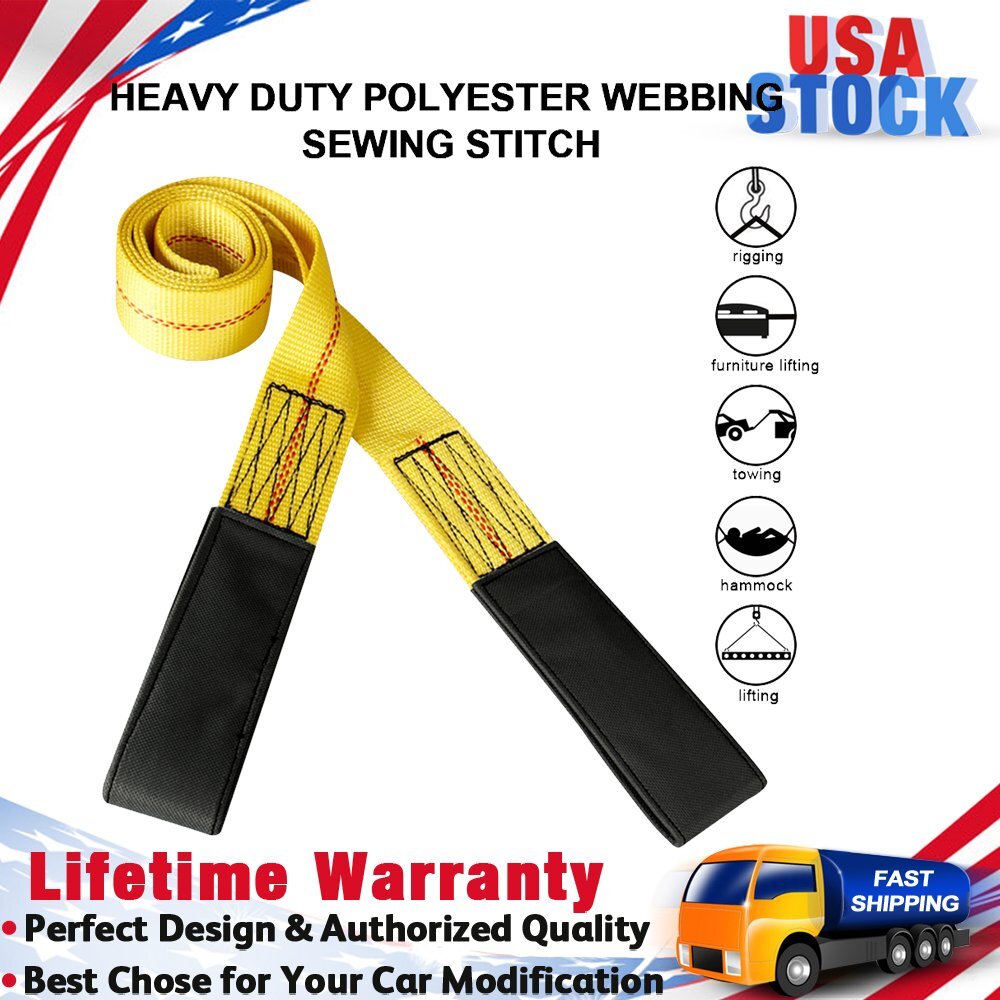 2" x 6FT Nylon Eye&Eye Web Lifting Sling Flat Loops Rigging Towing Hoist Straps
