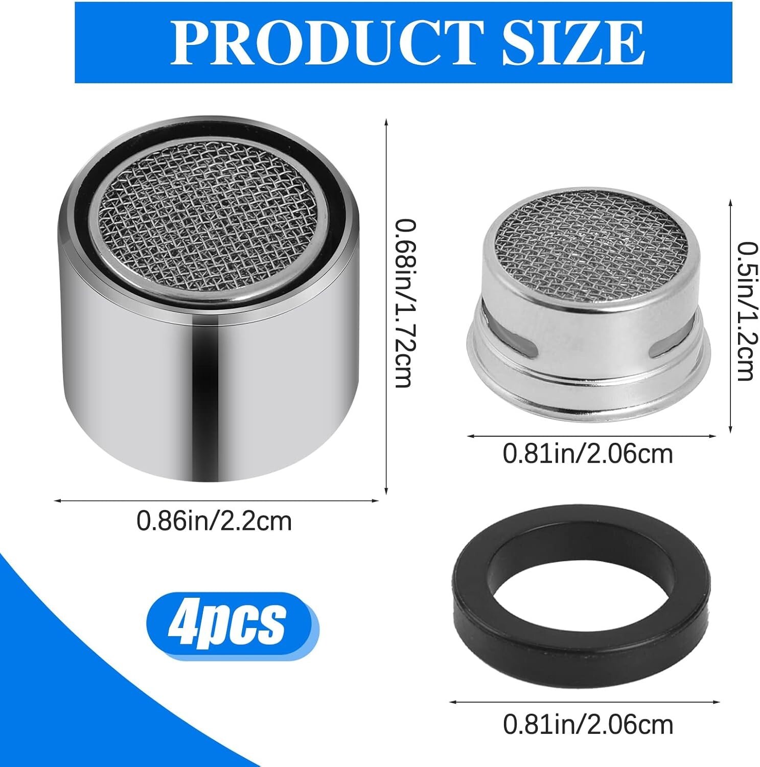 4 Pcs Bathroom Sink Filter Kitchen Faucet Aerator with Brass Shell Female Thread