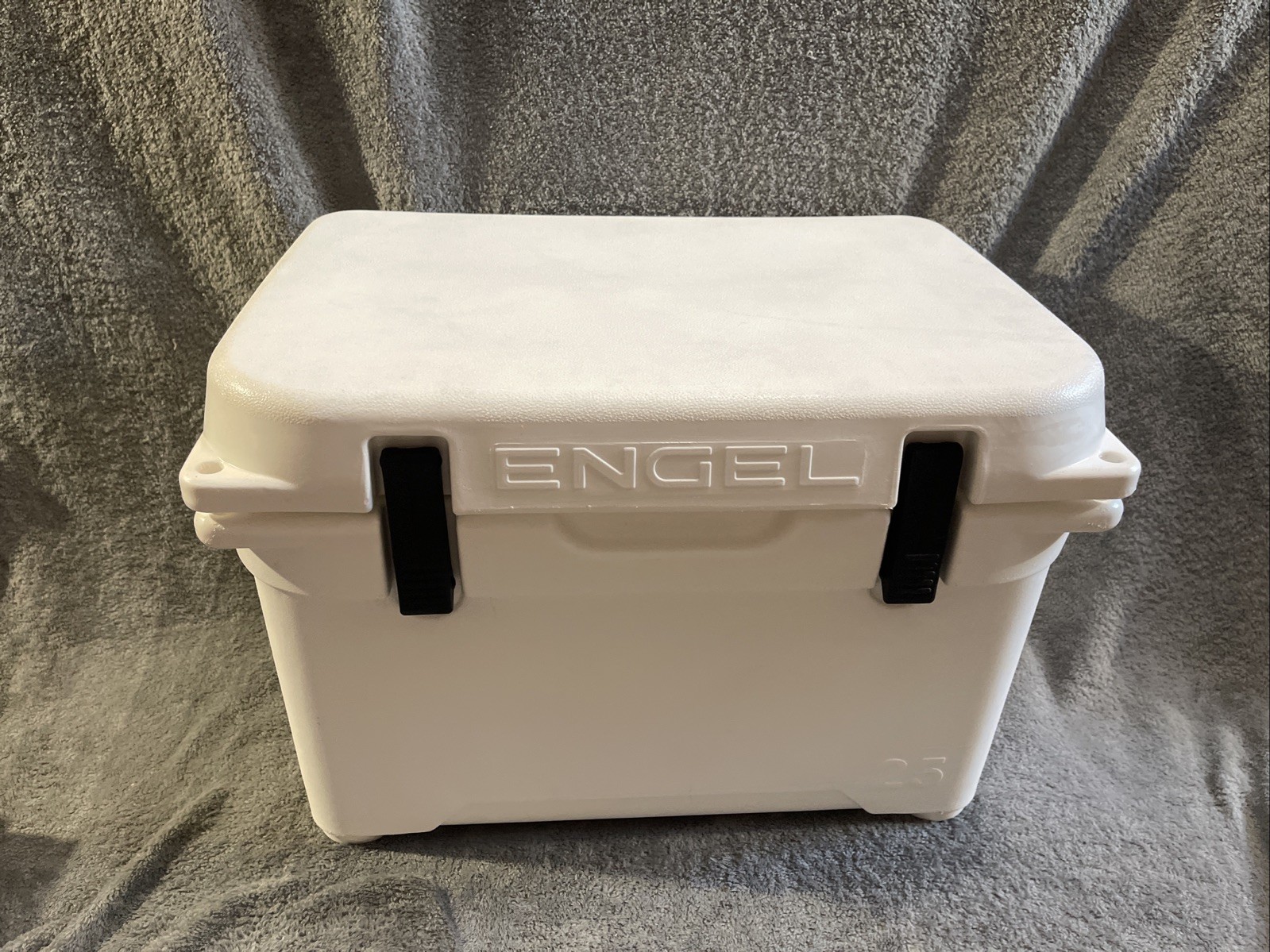 Engel Deep Blue 25 qt Cooler Box White, Portable Bear Resistant, Bottle Opener