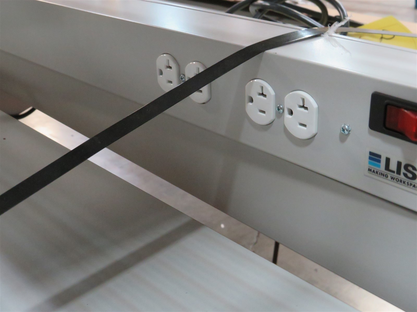 Double Sided 6ft Powered Industrial Workbench w/ Shelf and Electrical Outlets