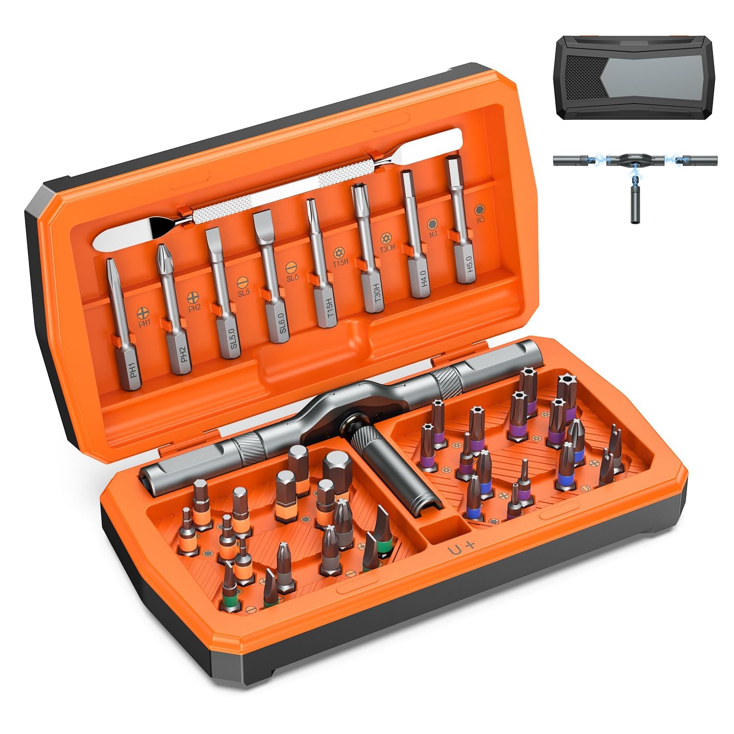 43 in 1 Ratchet Screwdriver Set with T-Handle, Magnetic Screwdriver Kit with ...