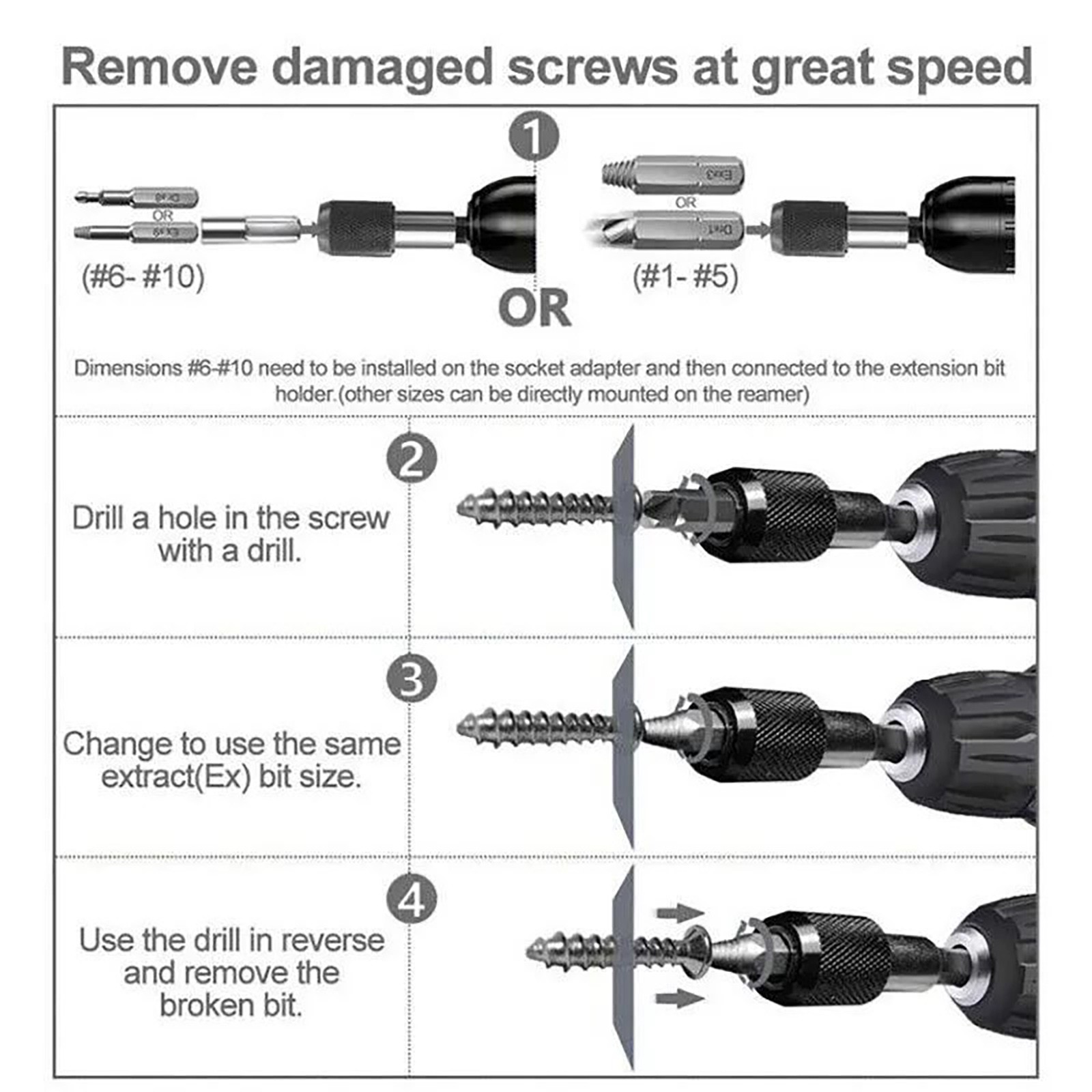 22* Broken Screw Extractor Remover Set Damaged Bolt Easy Out Stripped Drill Bit