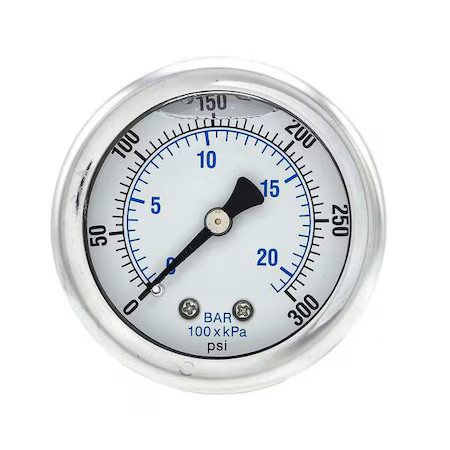 Pic Gauges 202L-208H Industrial Pressure Gauge, 0 To 300 Psi, 2 In Dial, 1/8 In