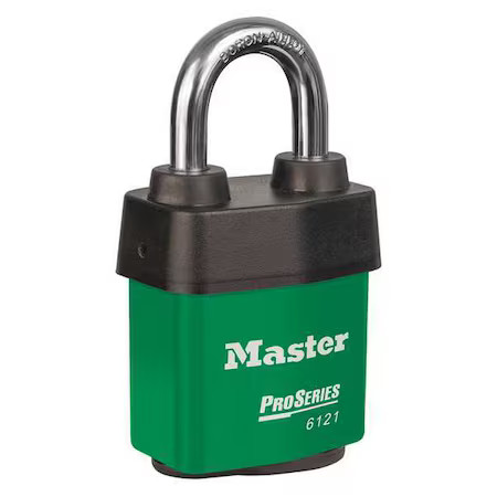 Master Lock 6121Kagrn Lockout Padlock, Keyed Alike, Steel, Green, 1 1/8 In