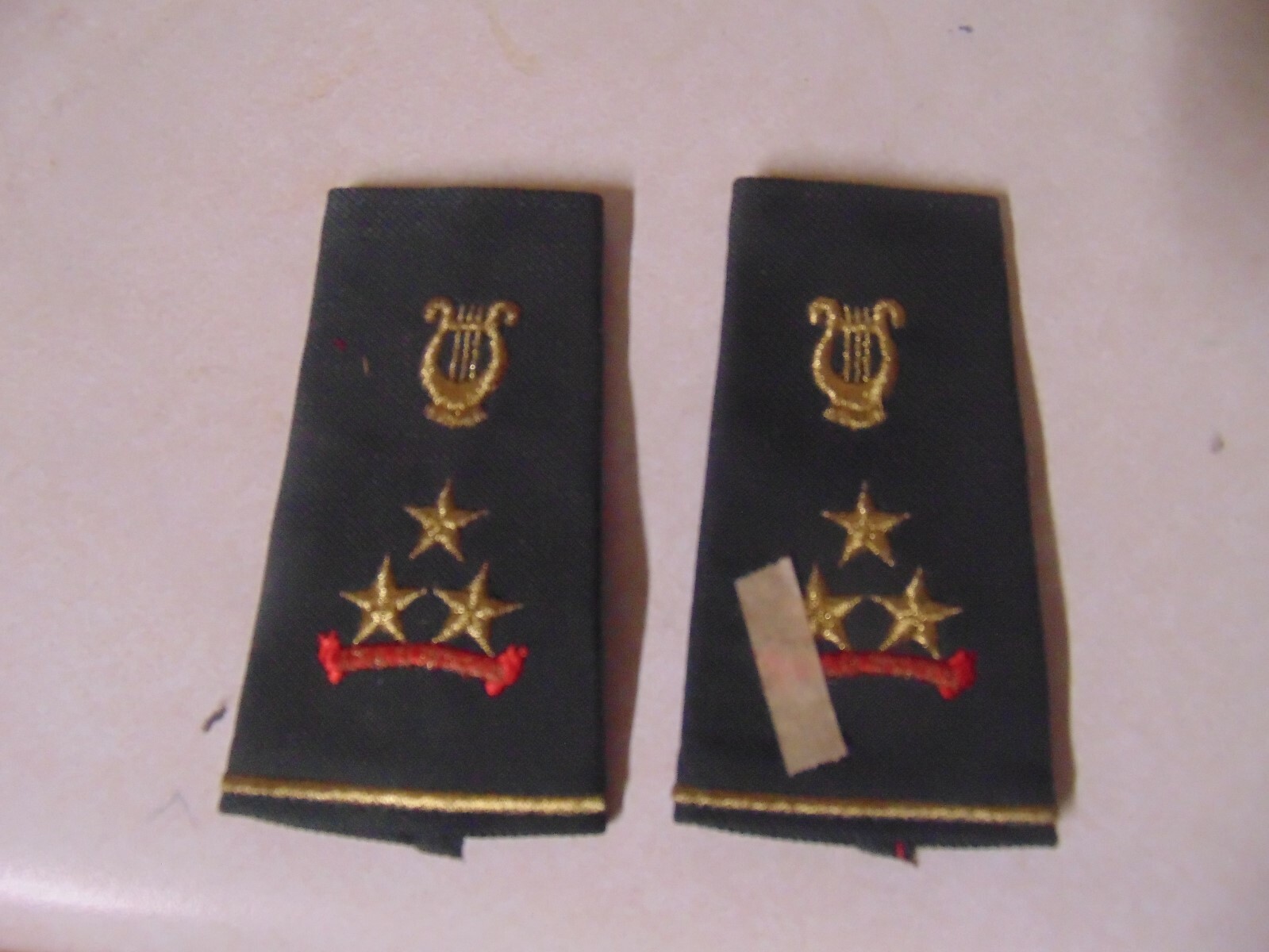 MILITARY PATCH SET OF 2 SHOULDER SLIDE ON OFFICER 3 STAR GENERAL UNSURE MUSIC