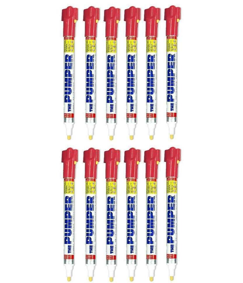 THE PUMPER HEAVY DUTY INDUSTRIAL PERMANENT MARKER PENS RED - 12 PENS