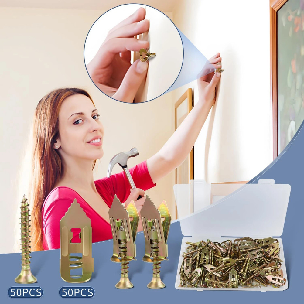 100 Pack Self Drilling Drywall Anchors with Screws, Suitable for Tv, Cabinets