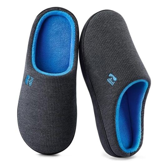 Men's Original Two-Tone Memory Foam Slipper 10.5 Dark Grey/Blue