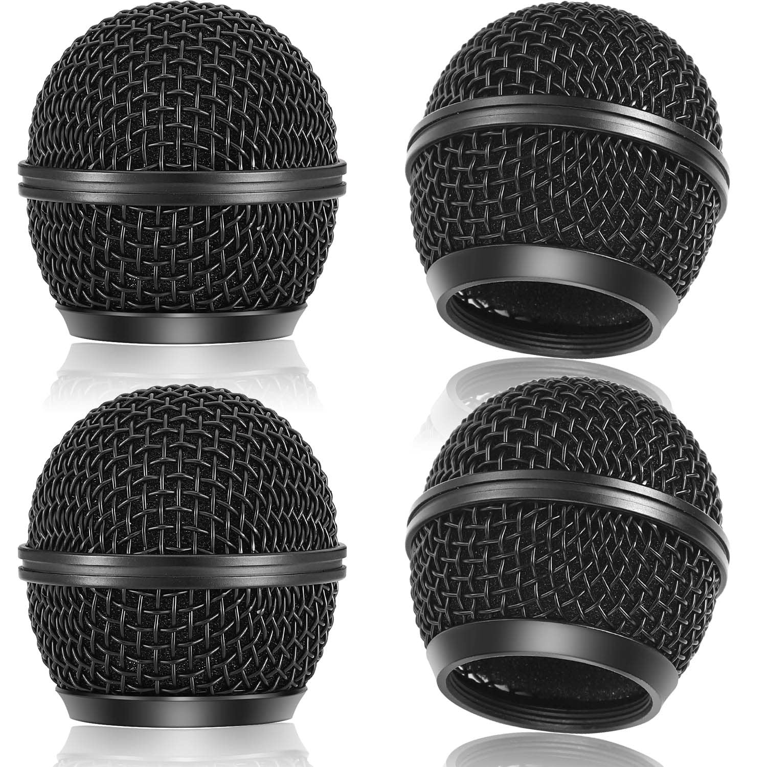 Facmogu 4PCS Black Microphone Ball Head Mesh Grill, SM58 Fit for SM58,