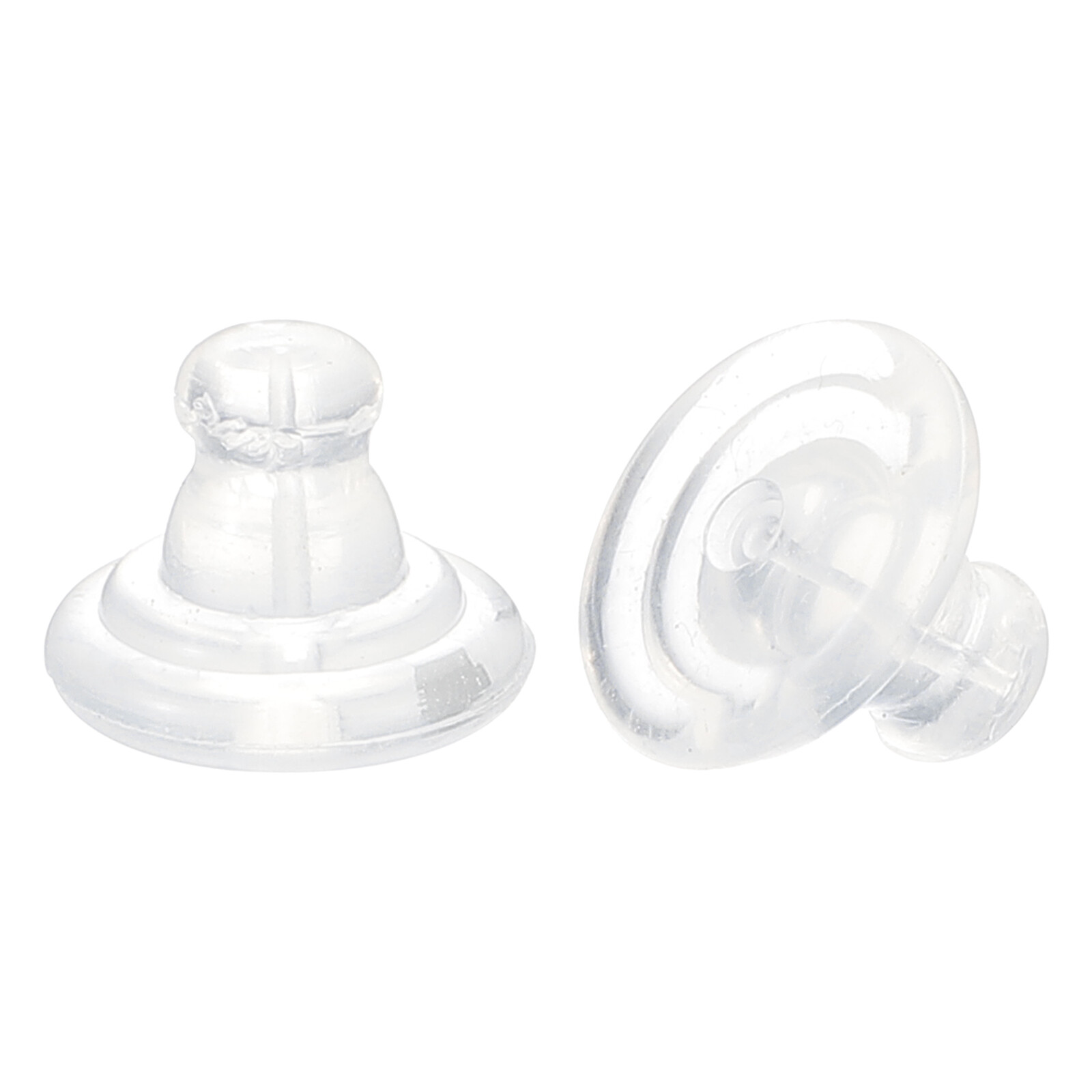 2Pcs Earring Backs for Stud, 925 Silver Sterling/Silicone Plastic Stopper, Clear