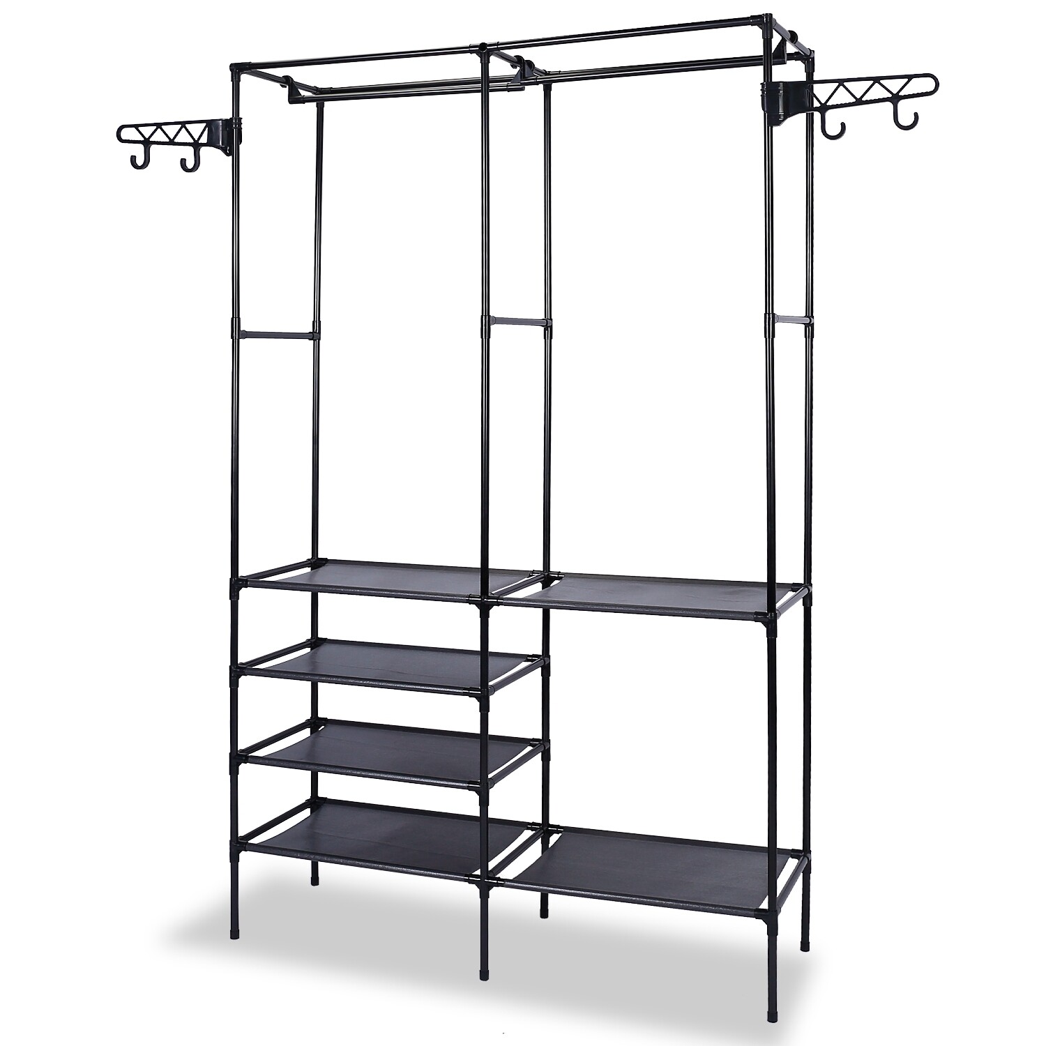 Heavy Duty Clothing Garment Rack Rolling Clothes Organizer Double Rails Hanging