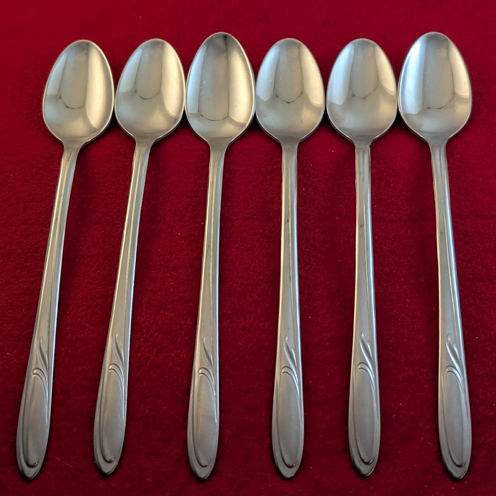 Lot Of 6 Superior VIBRANT Stainless IS USA Iced Teaspoons Flatware