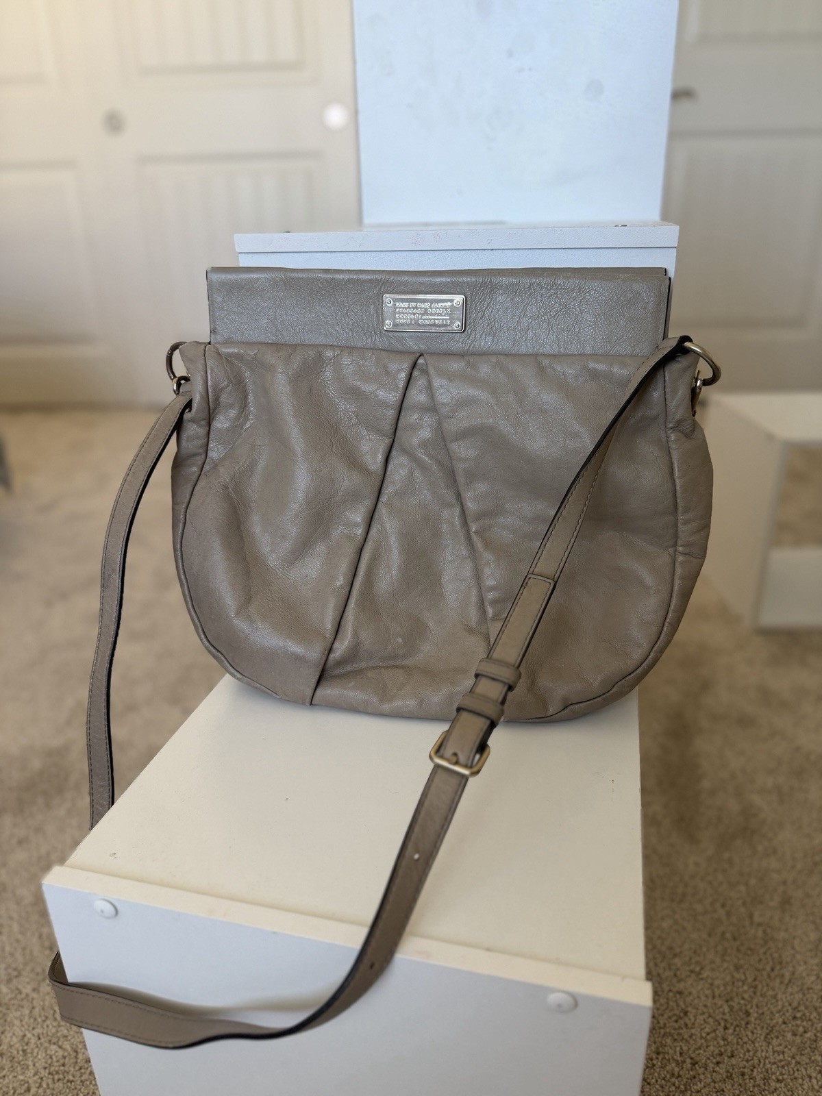 Marc by Marc Jacobs Taupe Crescent Shoulder Bag Magnetic Snap Adjustable Strap