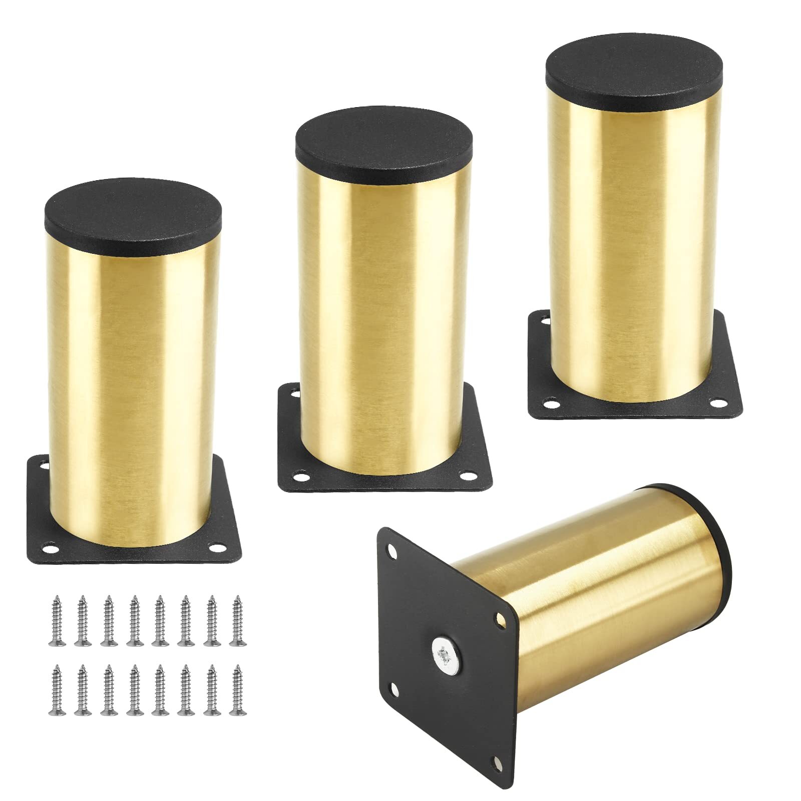 Set of 4 Stainless Steel Furniture Legs 4 Inch / 100 mm Gold Cabinet Legs Rou...