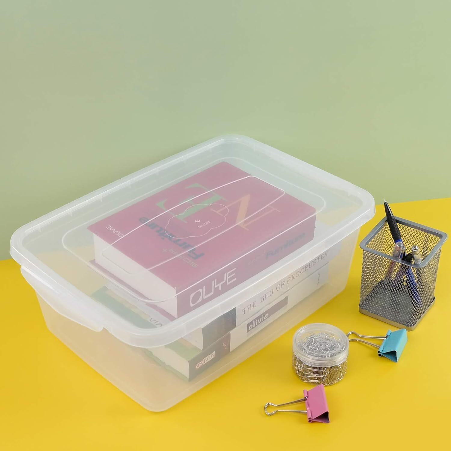 14-Quart Clear Storage Box with Lid Plastic Locking Box/Container